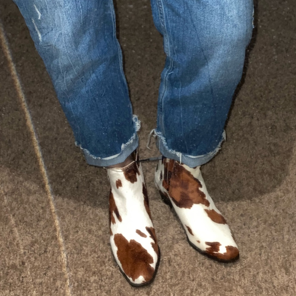 Zara Leather Heeled AnimalPrint Cowboy